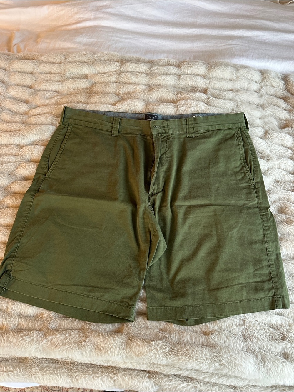 J. Crew Olive Green Flat-Front Cotton Shorts
